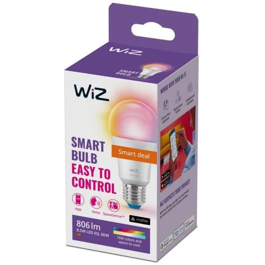 Bombilla Philips Wiz Color A29 60W l Wifi Con tecnología SpaceSense