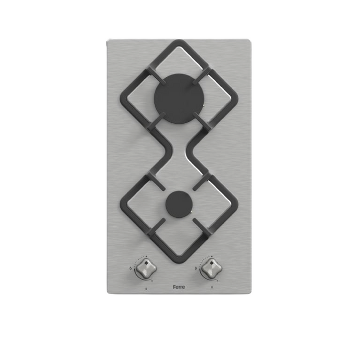 Estufa Empotrable a Gas de 2 Quemadores Ferre KA002 - Acero Inoxidable